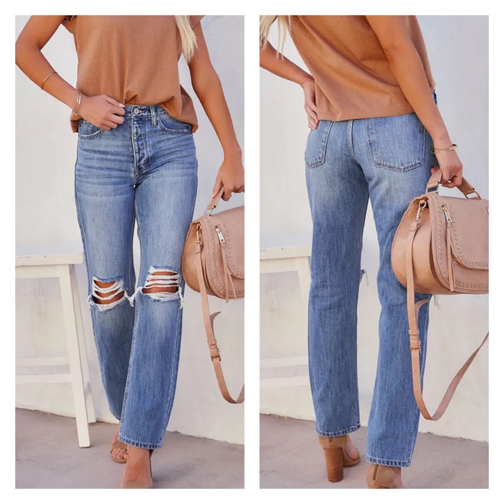 NWT Kan Can KanCan 90’s Ultra High Rise Medium Wash Boyfriend Jeans Denim Pants